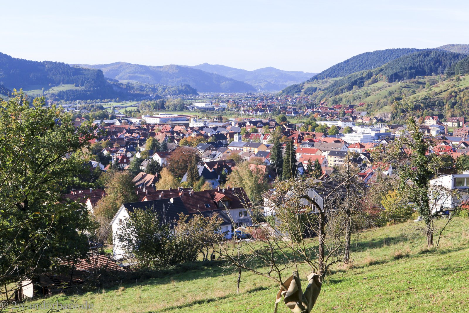 Aussicht vom Panoramaweg Süd über Haslach im Kinzigtal