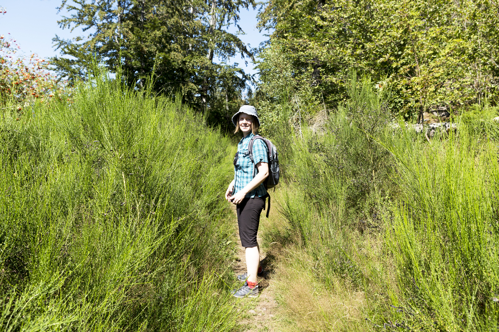 Wanderin auf dem Weg vom Landwassereck zum Pfauenfelsen