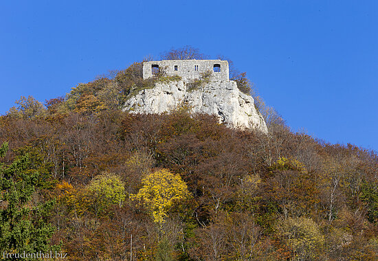 Aussicht auf die Ruine Rosenstein bei Heubach