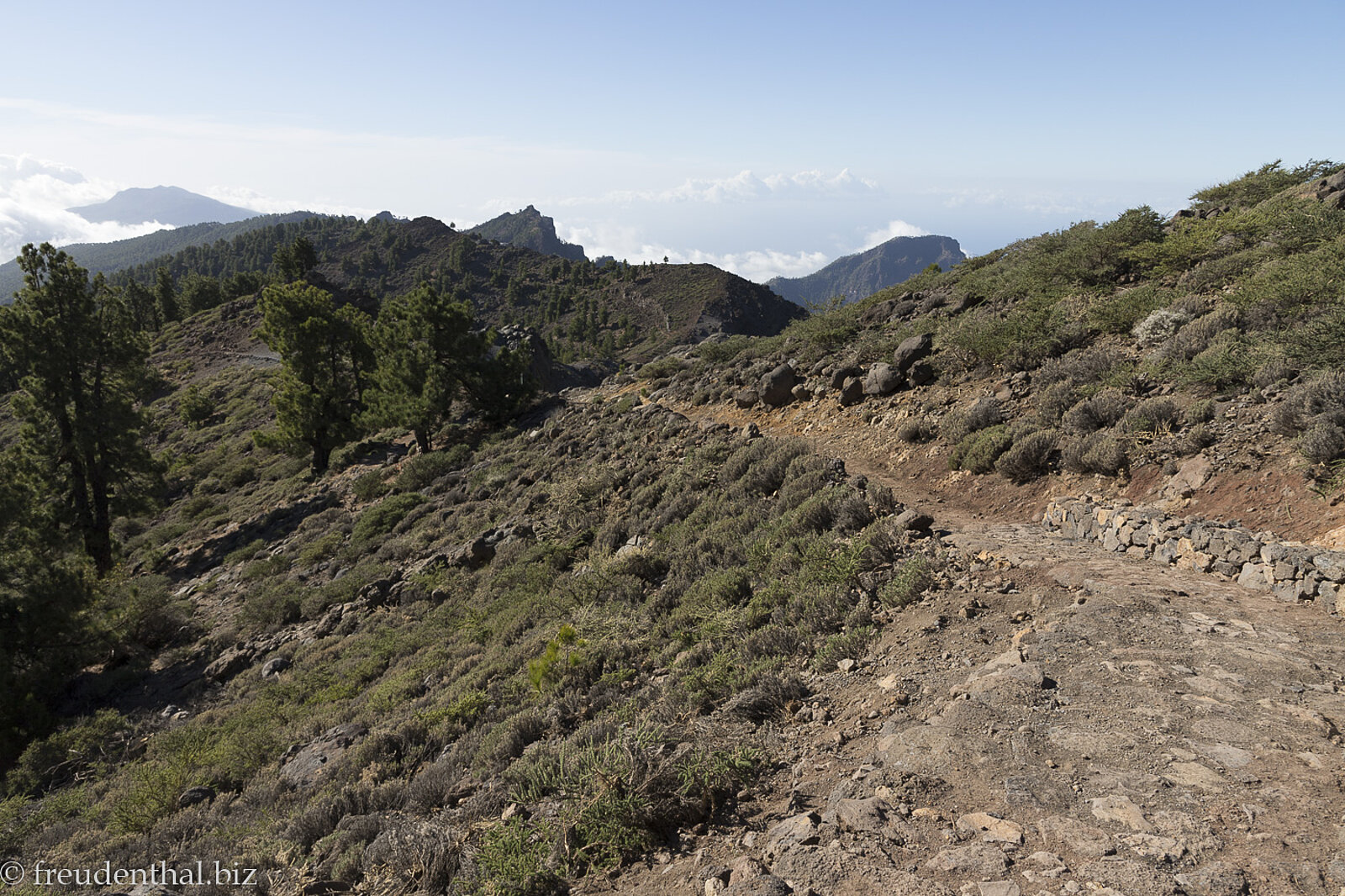 Felsiger Wanderweg auf den Pico de la Nieve auf La Palma