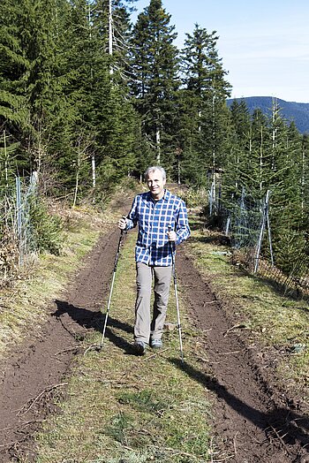Wanderer auf dem Harmersbacher Vesperweg im Schwarzwald