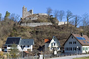 Aussicht vom Kinzigtal auf die Ruine Schenkenburg