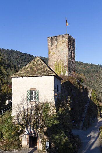 Blick zur Burgruine Hornberg