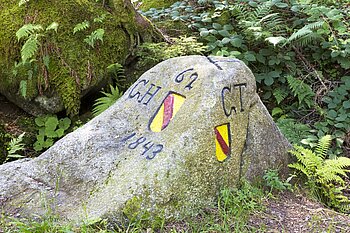 Historischer Grenzstein im Prisental bei Schönwald