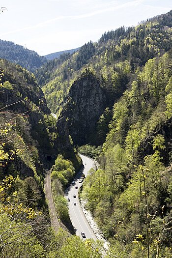 Ausblick zum Kreuz- und Hirschfelsen im Höllental