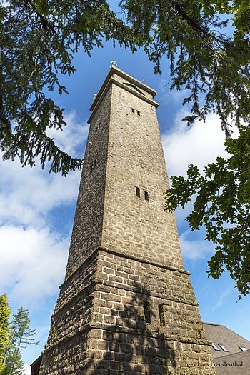 Von Bäumen umrahmter Brandenkopfturm im Schwarzwald