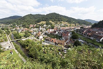Aussicht vom Wolfsberg über Wolfach im Kinzigtal